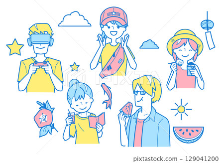 五個人享受有趣的暑假 129041200