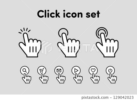 按鈕單擊手指圖標集單色 129042023