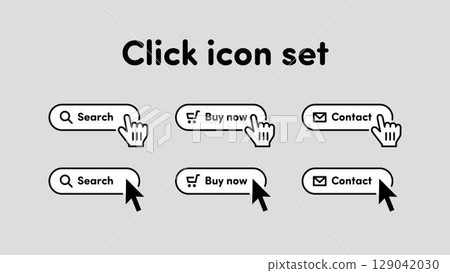 Button click finger icon set monochrome 129042030