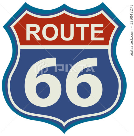 Classic Route 66 Highway Sign Illustration 129042273