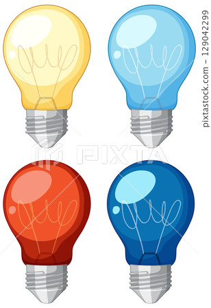 Colorful Light Bulbs Vector Illustration Set Colorful Light Bulbs Vector Illustration Set 129042299