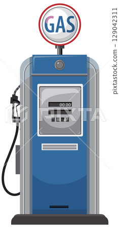 Retro Blue Gas Pump Vector Illustration Retro Blue Gas Pump Vector Illustration 129042311