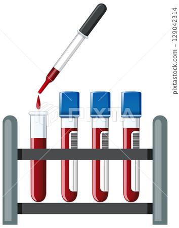 Blood Sample Test Tubes and Dropper in Rack 129042314