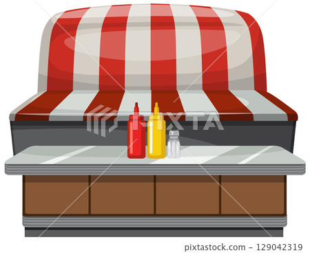Retro Diner Booth with Condiments Illustration 129042319
