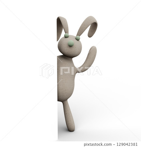 Plush Bunny Rabbit Cute, Charming and Funny Toy. 3D Illustration. File with Clipping Path. Plush Bunny Rabbit Cute, Charming and Funny Toy. 3D Illustration. File with Clipping Path. 129042381