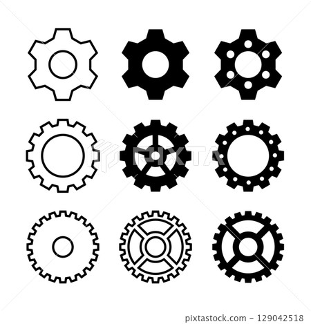 插圖素材：向量齒輪圖示集 129042518