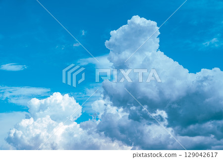 Summer sky with growing cumulonimbus clouds d-3 light color 129042617