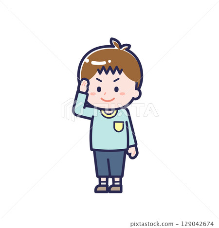 Child in casual clothes / diagonal / boy 02 Child in casual clothes / diagonal / boy 02 129042674