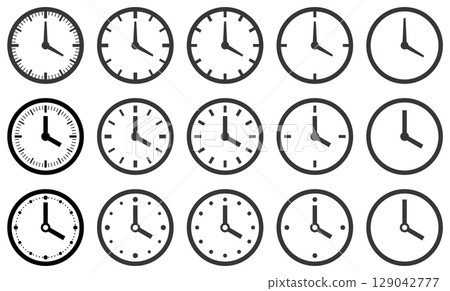 Vector illustration set of clock icons of various shapes 129042777