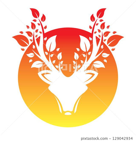 Deer And Tree Leaf Logo Design Deer And Tree Leaf Logo Design 129042934