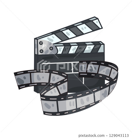 illustration of clapperboard and film strip 129043113