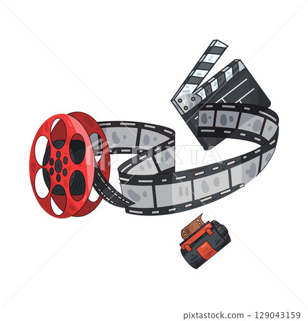illustration of film roll and clapperboard 129043159
