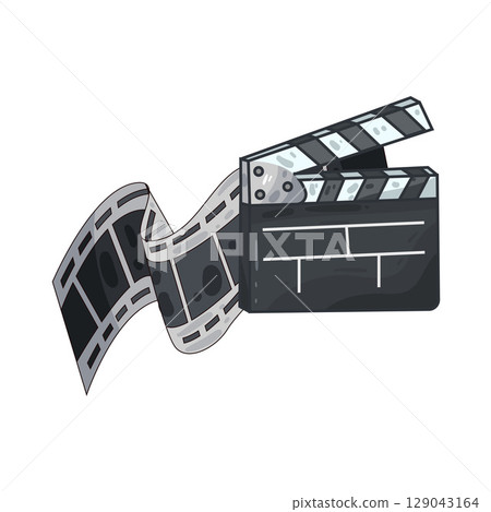 illustration of film roll and clapperboard 129043164