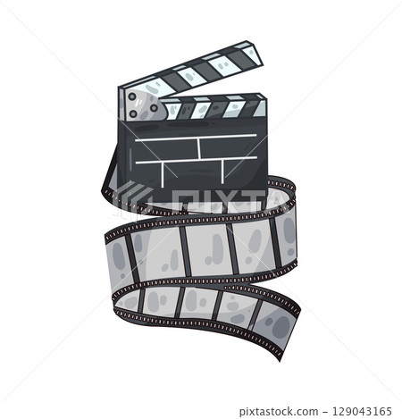 illustration of film roll and clapperboard 129043165