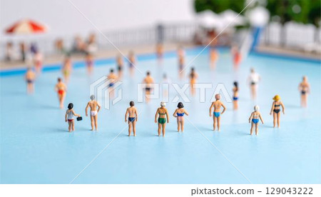 Miniature swimming pool, summer, people, men, women, swimsuits, sports, leisure, play, vacation, scenery 129043222