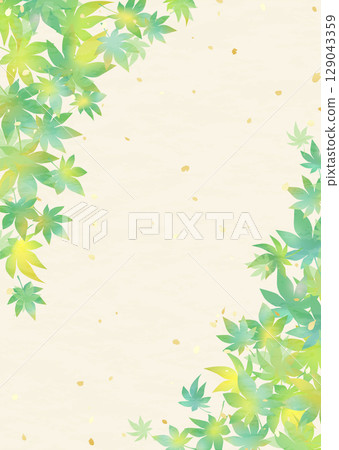 日本紙風格的美麗綠色漸變楓葉框架 129043359