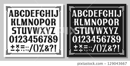 Vector Alphabet and Numbers set Vector Alphabet and Numbers set 129043667