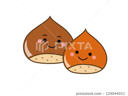 Illustration of a cute chestnut parent and child with faces 129044031