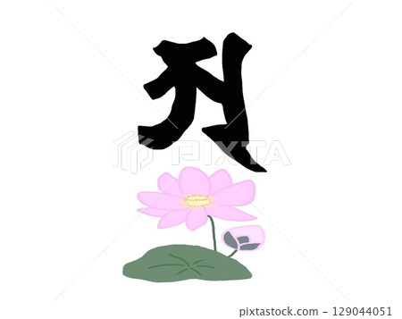 梵文中地球符號和蓮花的插圖 129044051