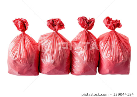 Vibrantly Colorful Red Trash Bags Designed Specifically for Efficient Waste Disposal Solutions 129044184