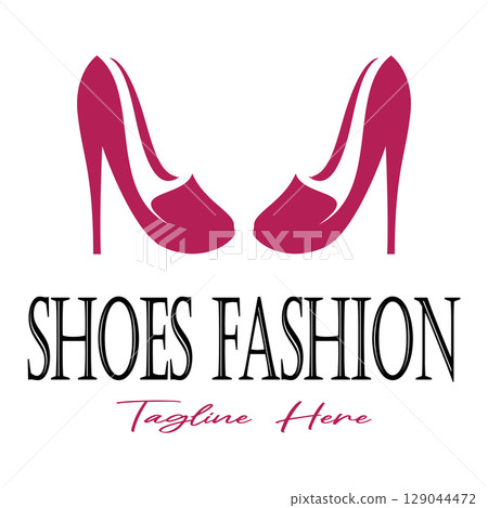 Logo for women's high heel shoes that is elegant and luxurious and feminine. Logo for business, women's shoe shop, fashion, shoe company, beauty. 129044472
