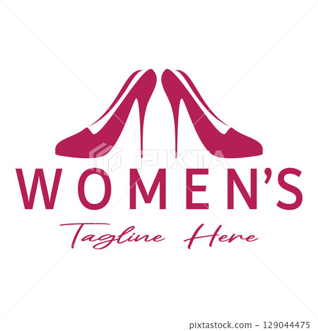 Logo for women's high heel shoes that is elegant and luxurious and feminine. Logo for business, women's shoe shop, fashion, shoe company, beauty. 129044475