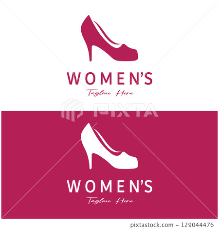 Logo for women's high heel shoes that is elegant and luxurious and feminine. Logo for business, women's shoe shop, fashion, shoe company, beauty. Logo for women's high heel shoes that is elegant and luxurious and feminine. Logo for business, women's shoe shop, fashion, shoe company, beauty. 129044476