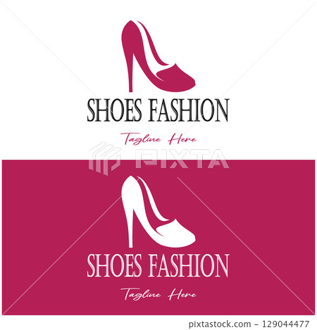 Logo for women's high heel shoes that is elegant and luxurious and feminine. Logo for business, women's shoe shop, fashion, shoe company, beauty. Logo for women's high heel shoes that is elegant and luxurious and feminine. Logo for business, women's shoe shop, fashion, shoe company, beauty. 129044477