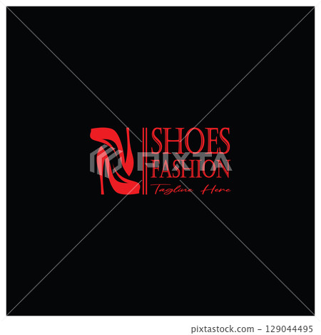 Logo for women's high heel shoes that is elegant and luxurious and feminine. Logo for business, women's shoe shop, fashion, shoe company, beauty. 129044495