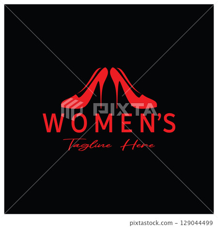 Logo for women's high heel shoes that is elegant and luxurious and feminine. Logo for business, women's shoe shop, fashion, shoe company, beauty. 129044499