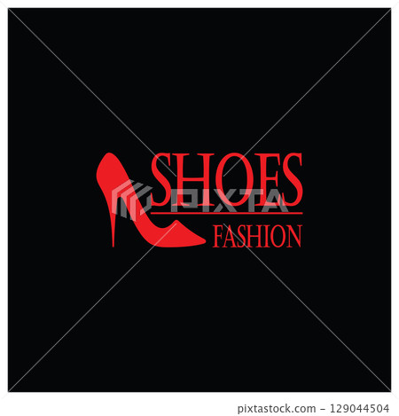 Logo for women's high heel shoes that is elegant and luxurious and feminine. Logo for business, women's shoe shop, fashion, shoe company, beauty. 129044504