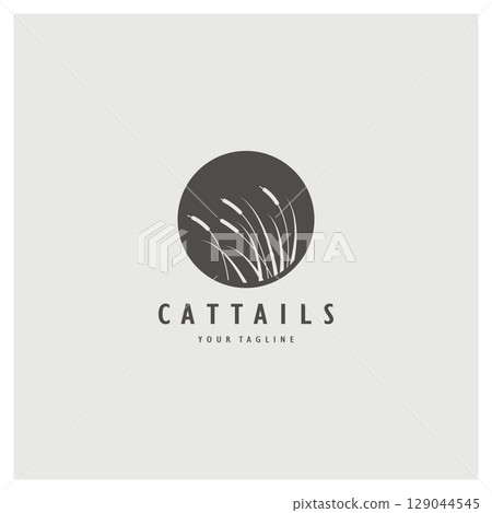 cattails or river reed grass plant logo design, aquatic plants, swamp, wild grass vector 129044545