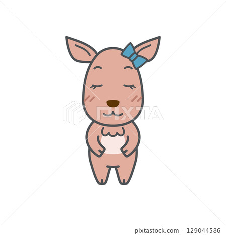 鹿插畫（女性鞠躬） 129044586