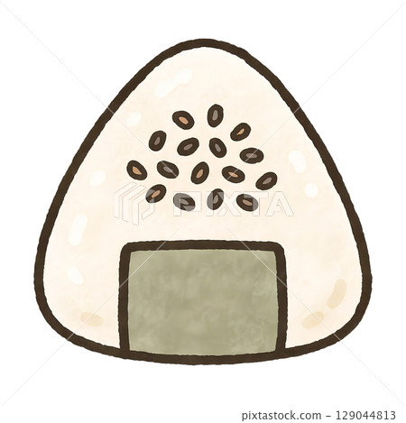 飯糰上的芝麻鹽的手繪插圖 飯糰上的芝麻鹽的手繪插圖 129044813