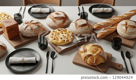 Bread, baguette, bread 129044824