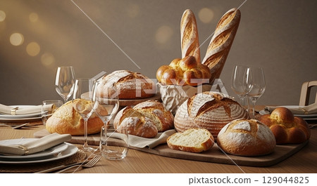 Bread, baguette, bread 129044825