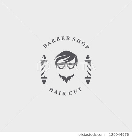 Barber shop logo with cool hair and shaving styles for product, business and shop template Barber shop logo with cool hair and shaving styles for product, business and shop template 129044976
