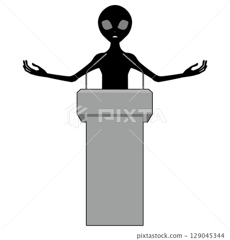 Alien giving a speech at the podium③ 129045344