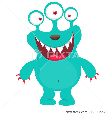 Funny cartoon alien. Halloween design Funny cartoon alien. Halloween design 129045423