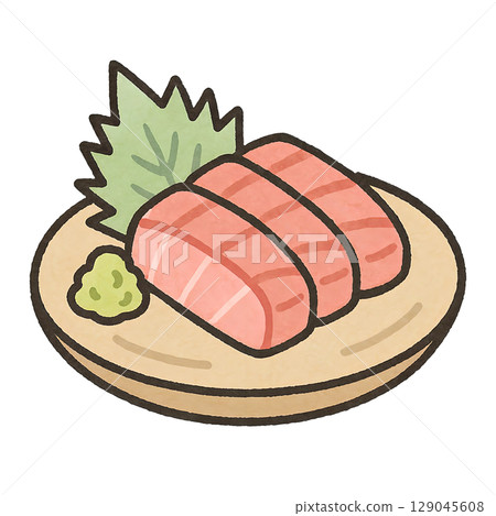 美味的生魚片設定手繪風格圖示插畫 129045608