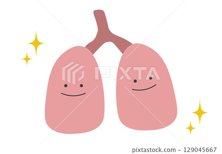 Healthy and energetic lung character illustration Healthy and energetic lung character illustration 129045667