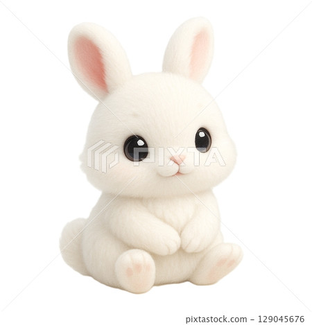 Cute white rabbit character illustration with round eyes 129045676