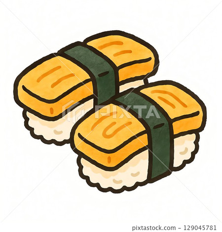 軟蛋握壽司設定圖標 129045781