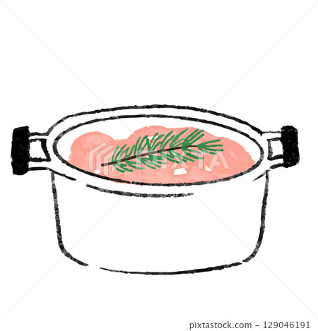 Illustration of a pot with rosemary 129046191