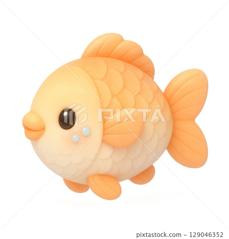 An illustration of a cute orange goldfish character with a soft expression 129046352