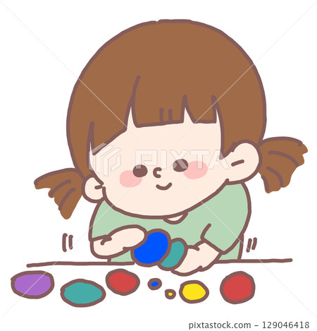 兒童玩各種彩色黏土的插圖 129046418