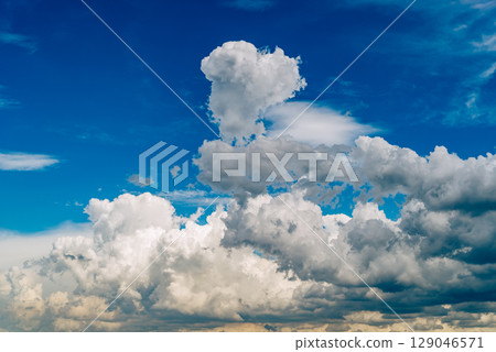 Summer sky with cumulonimbus clouds d-5 film style 129046571