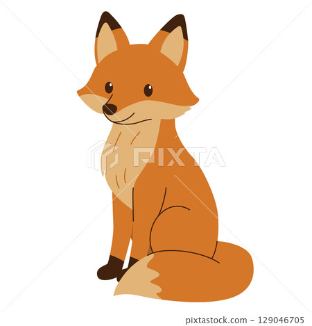 一隻坐著的狐狸的插圖 一隻坐著的狐狸的插圖 129046705