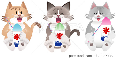 Cat eating shaved ice 129046749
