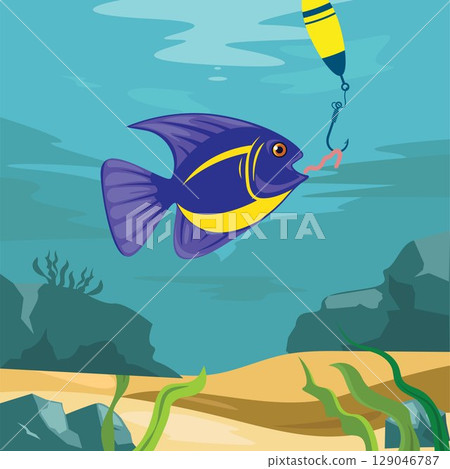 underwater fishing vector background element design 129046787